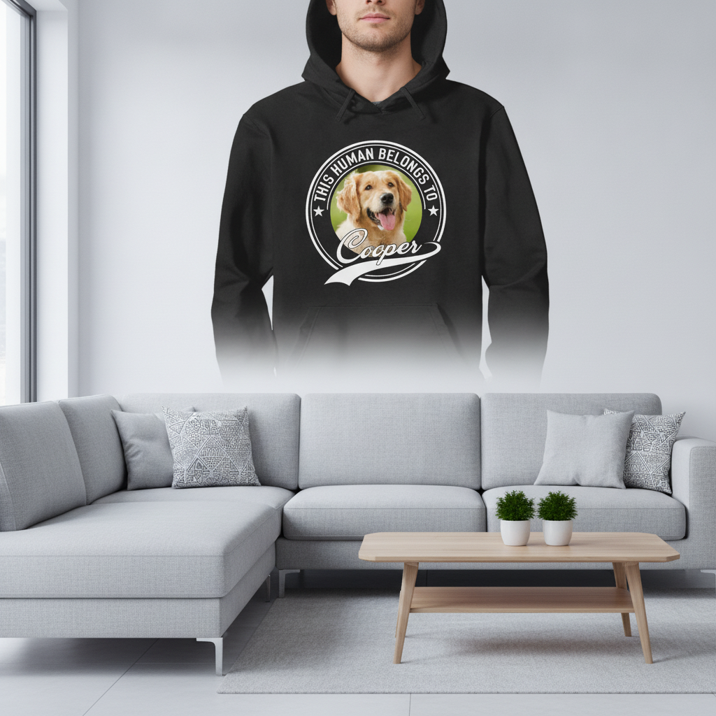 Custom Human Belongs Dog Cat T-Shirt — Gift for Cat Lovers ND26A