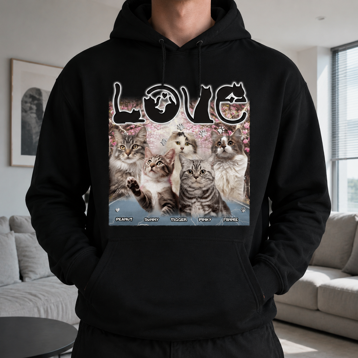 Custom Love Cats Vintage Bootleg T-Shirt — Gift for Cat Lovers W8WZT