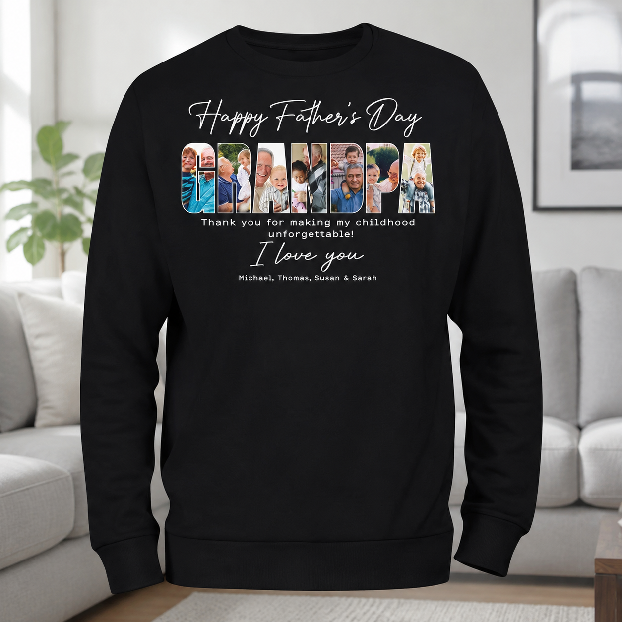 Custom Happy Fathers Day Grandpa T-Shirt — Gift for Dad XCPNQ