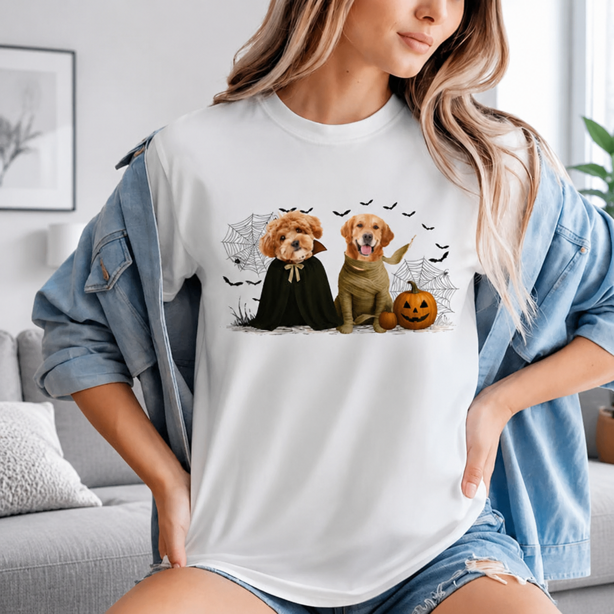 Custom Gothic Halloween Dog Lover T-Shirt — Gift for Dog Lovers 5VT7Y
