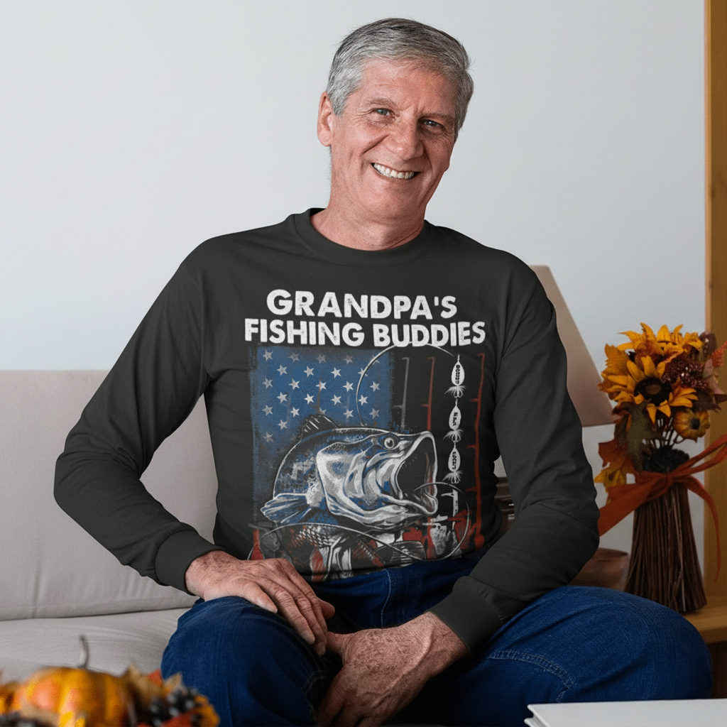 Custom Grandpa Papas Fishing Buddies Garden Flag — Gift for Dad 4MC4M