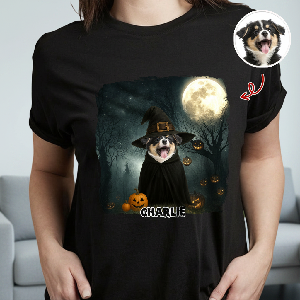 Custom Vth Halloween Cute Peeking T-Shirt — Gift for Dog Lovers 863C4