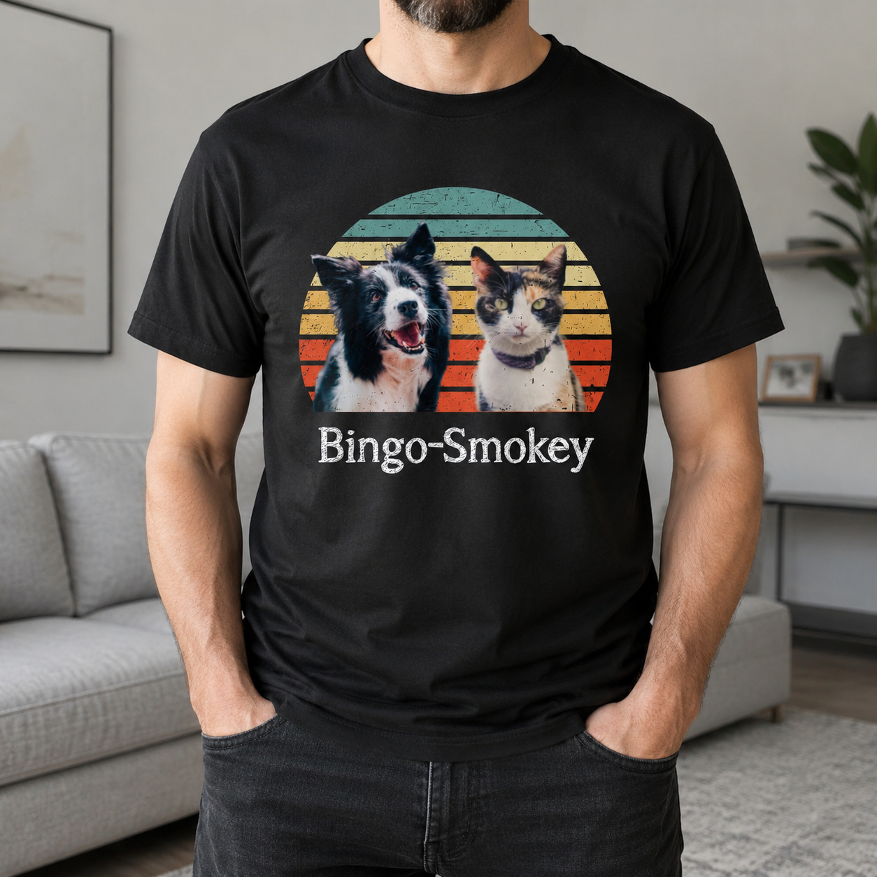 Custom Dog Cat Vintage Retro T-Shirt — Gift for Cat Lovers 8RJ23