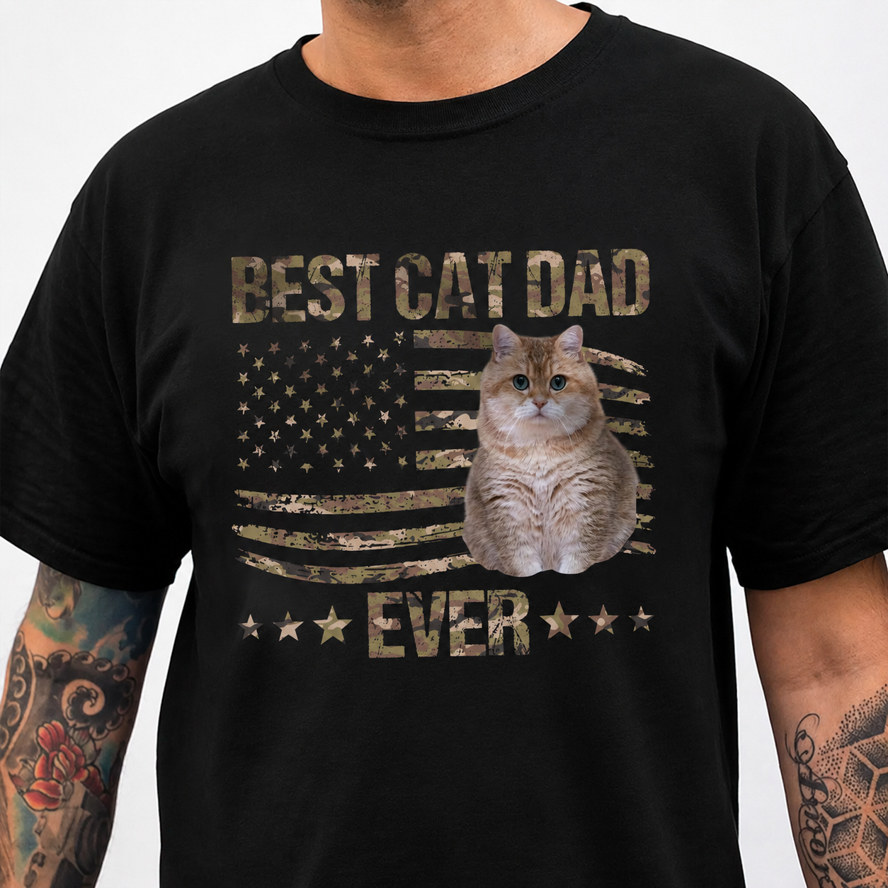 Custom Best Cat Dad Ever T-Shirt — Gift for Dad PYV6V