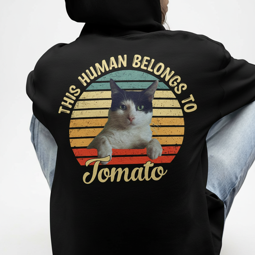 Custom Human Belongs Dog Cat T-Shirt — Gift for Cat Lovers CWSVY