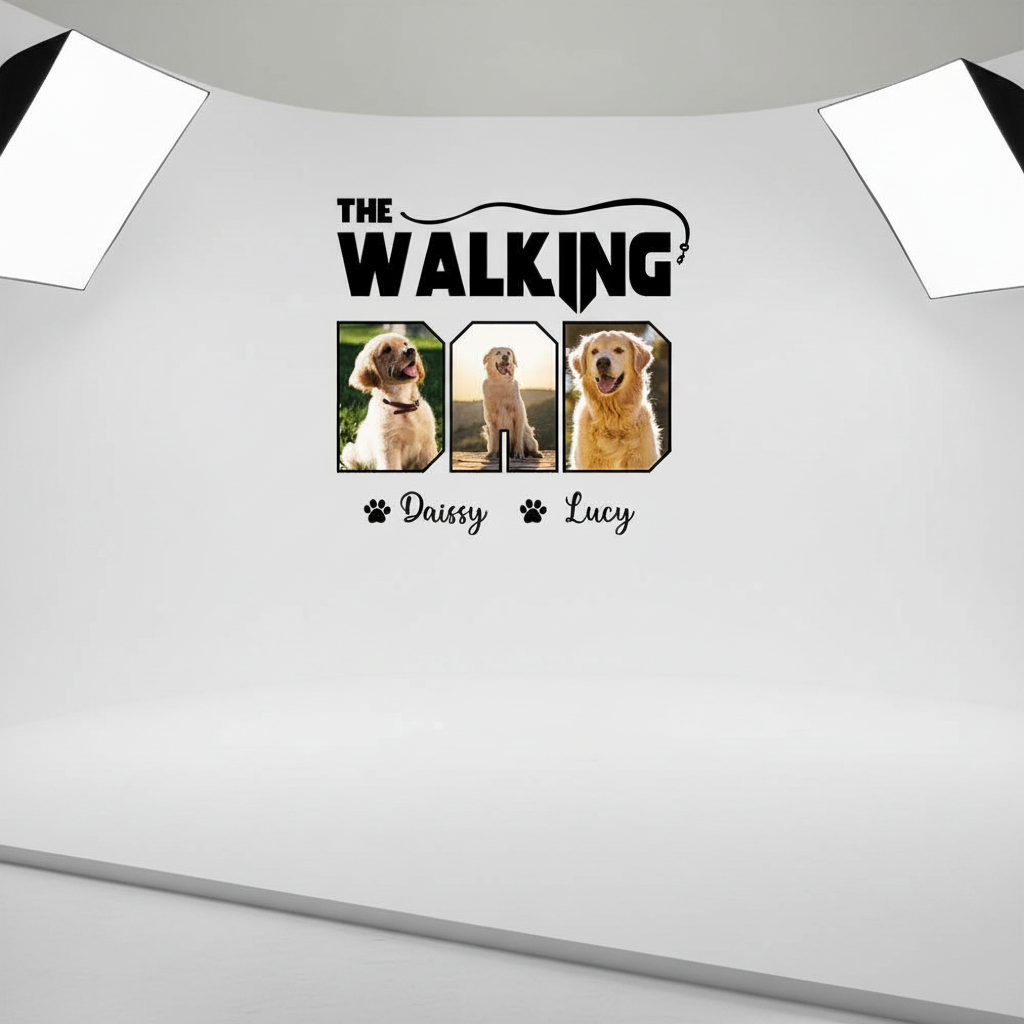 Custom Walking Dad Dog Bright T-Shirt — Gift for Dad M6B6P