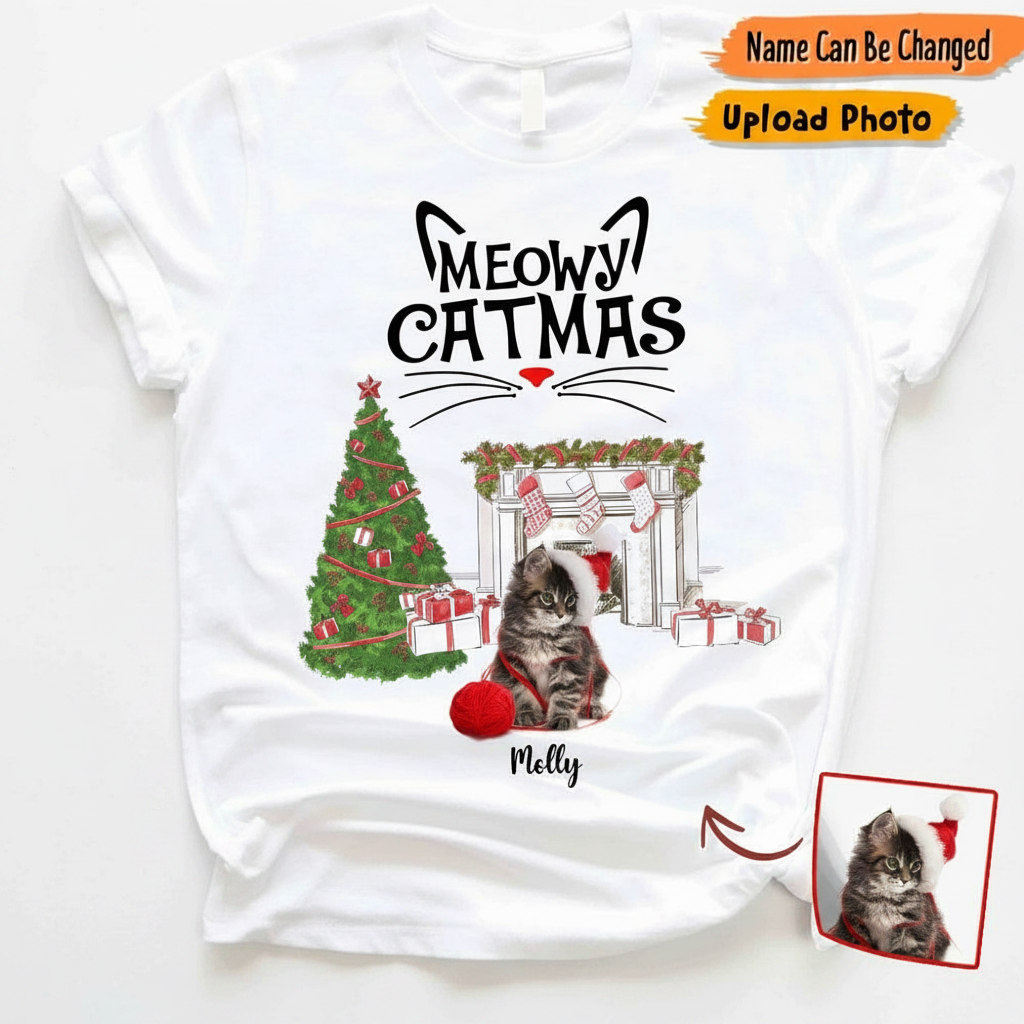 Custom Meowy Catmas Cat T-Shirt — Gift for Cat Lovers 449SV