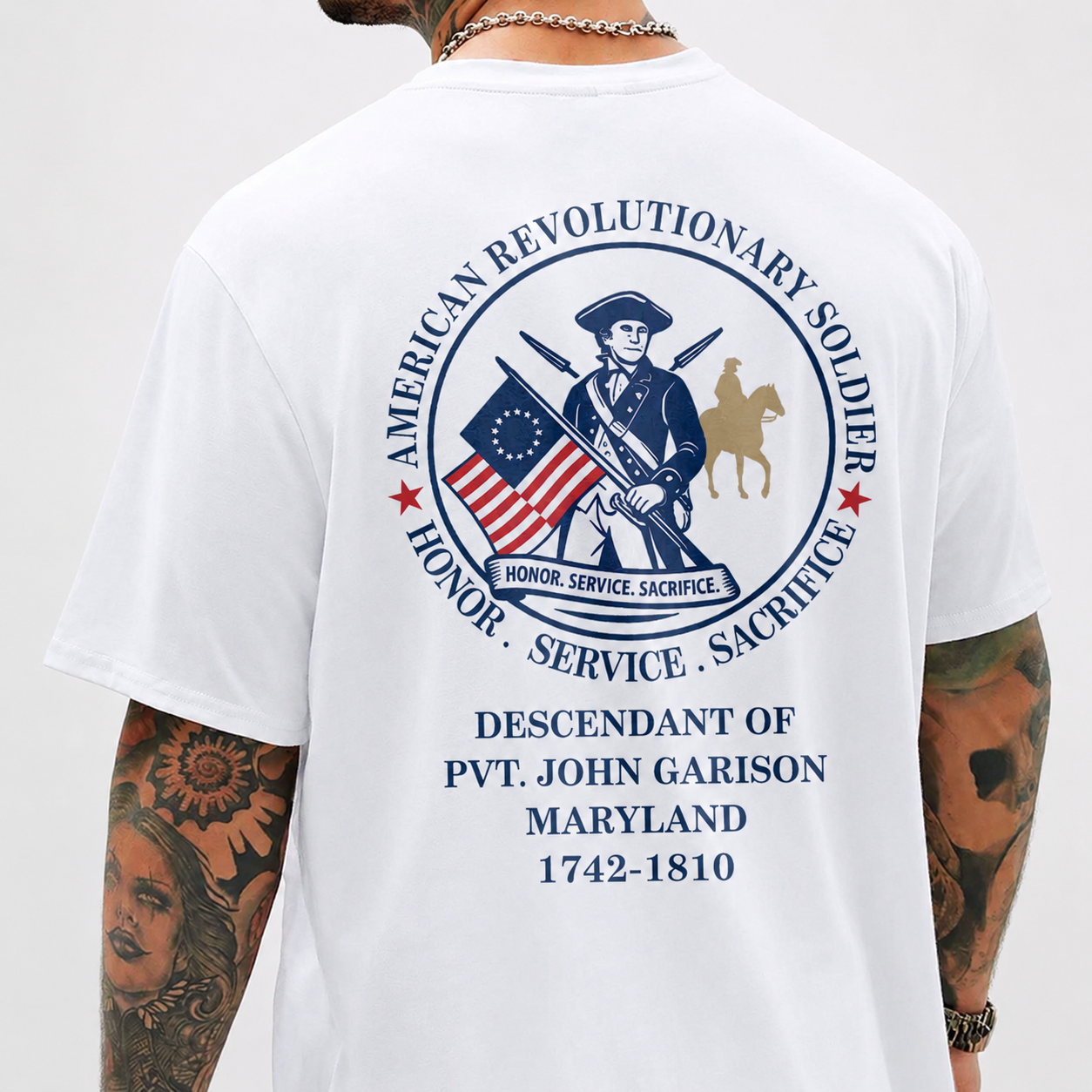 Custom Descendant Patriot Honor Service T-Shirt — Custom Gift WYR5V