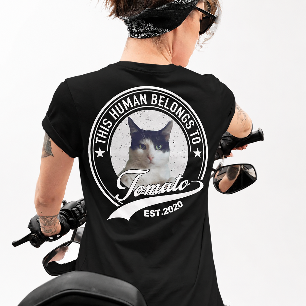 Custom Human Belongs Dog Cat T-Shirt — Gift for Cat Lovers 398VZ