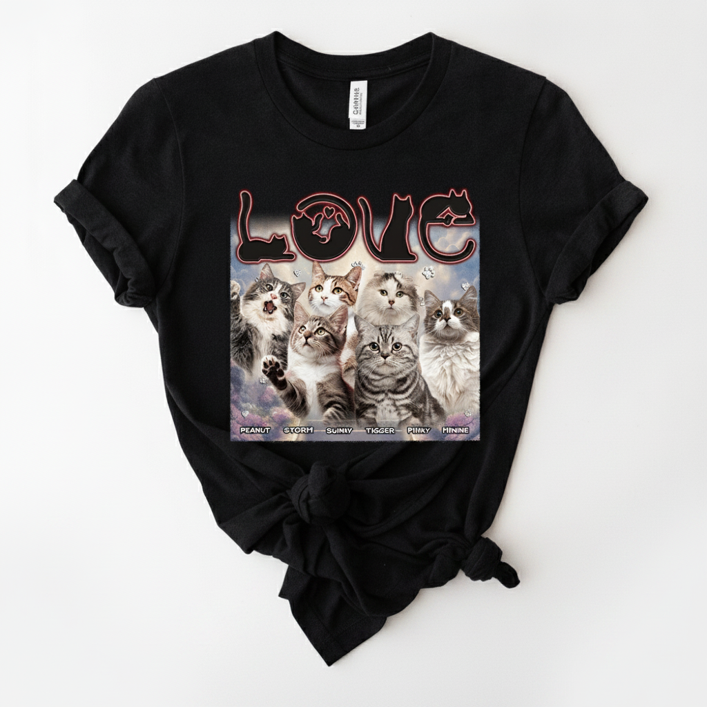 Custom Love Cats Vintage Bootleg T-Shirt — Gift for Cat Lovers YHM5D