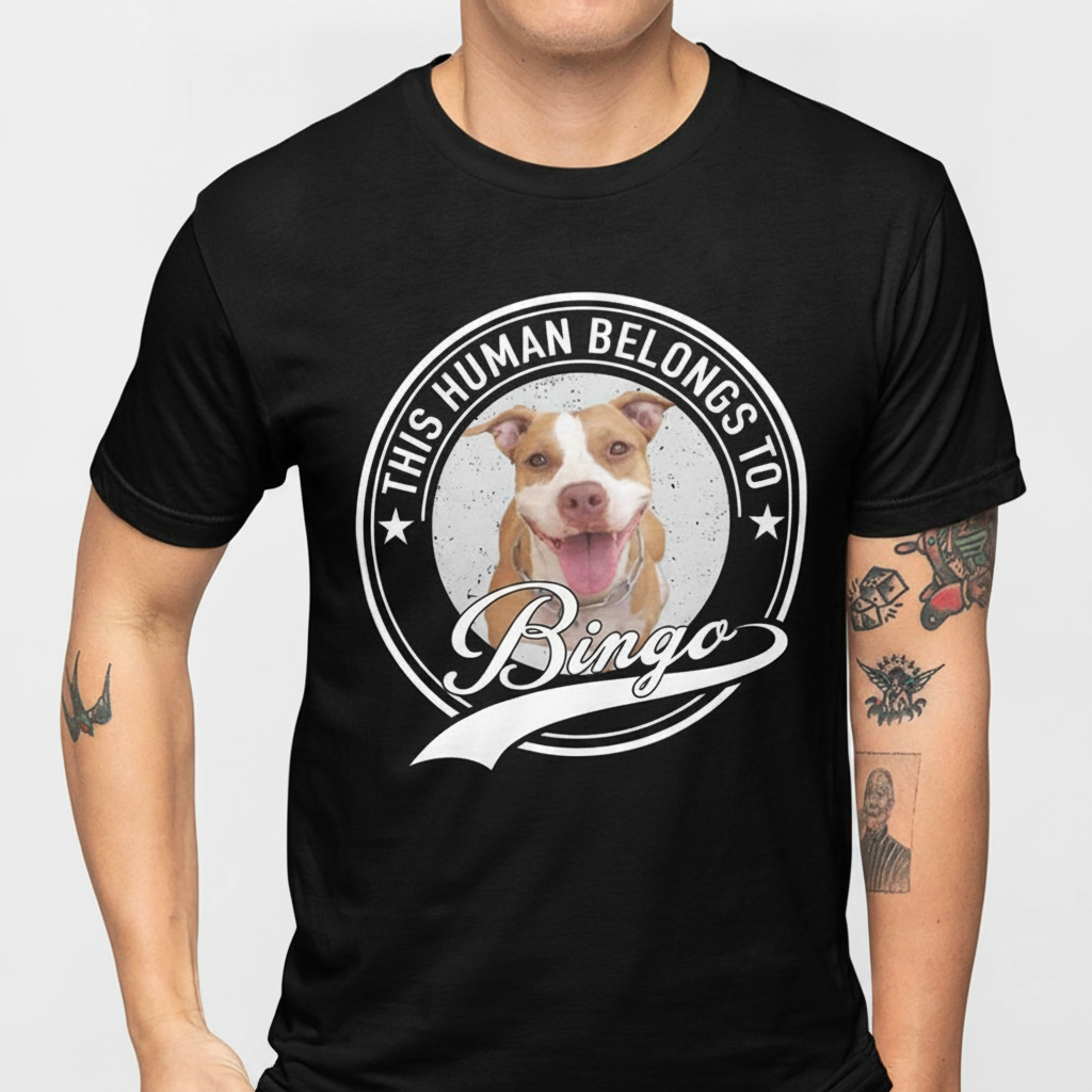 Custom Human Belongs Dog Cat T-Shirt — Gift for Cat Lovers NGV2Q