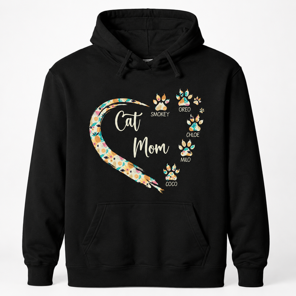 Custom Cat Mom Paw Hearts T-Shirt — Gift for Mom RBRNQ