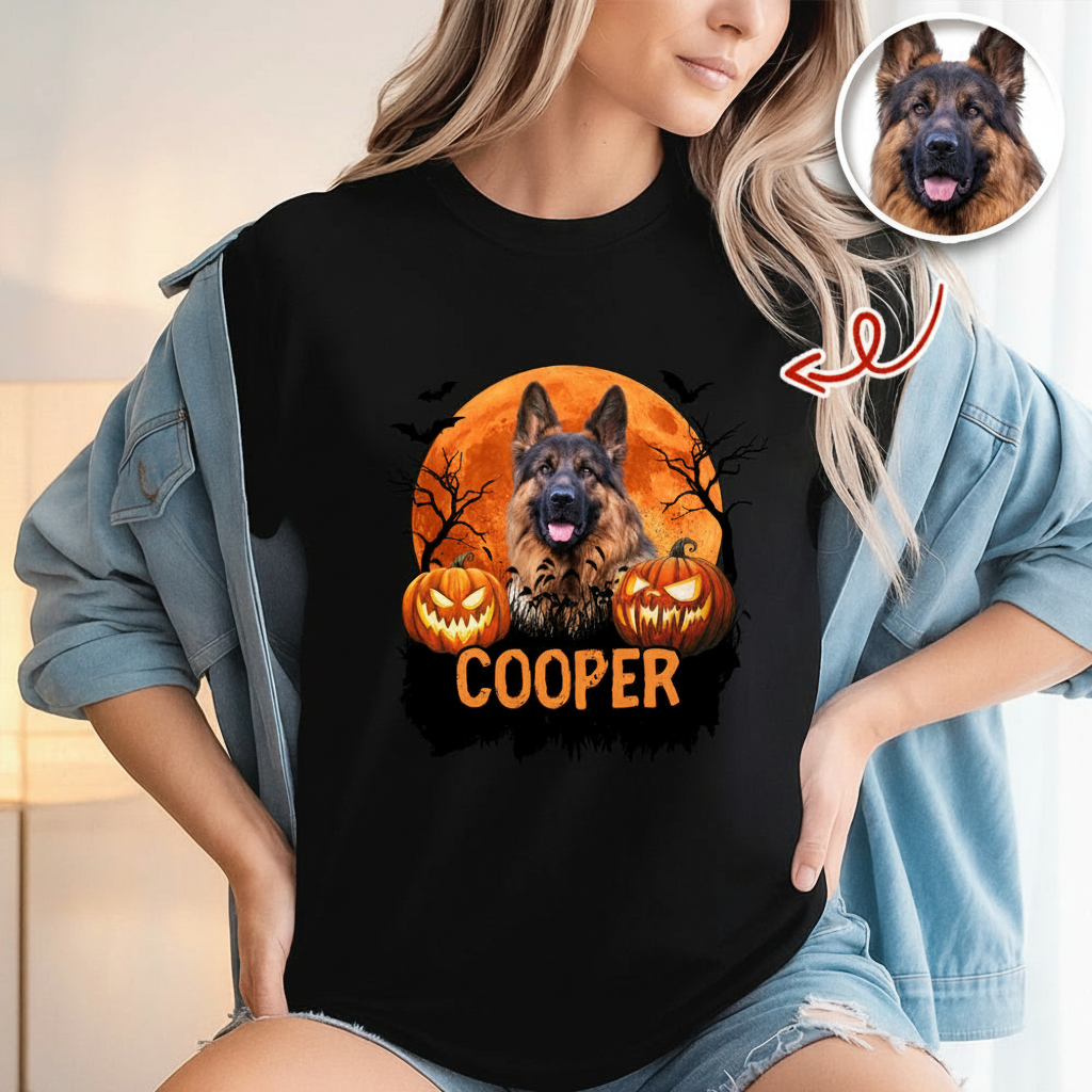 Custom Vtc Halloween Dog Dark T-Shirt — Gift for Dog Lovers ZCRNJ