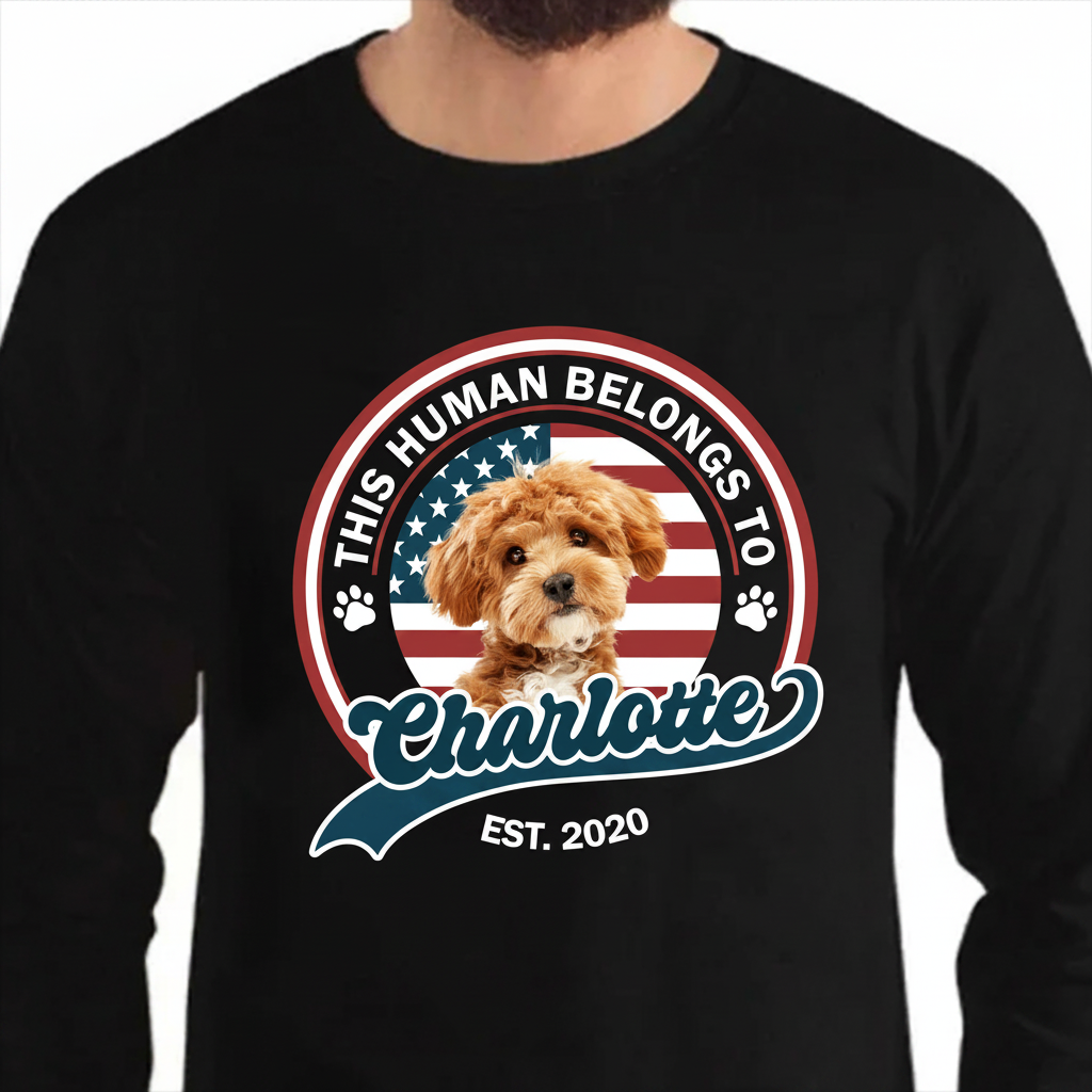 Custom Vth This Human Belongs T-Shirt — Gift for Cat Lovers YVWX6