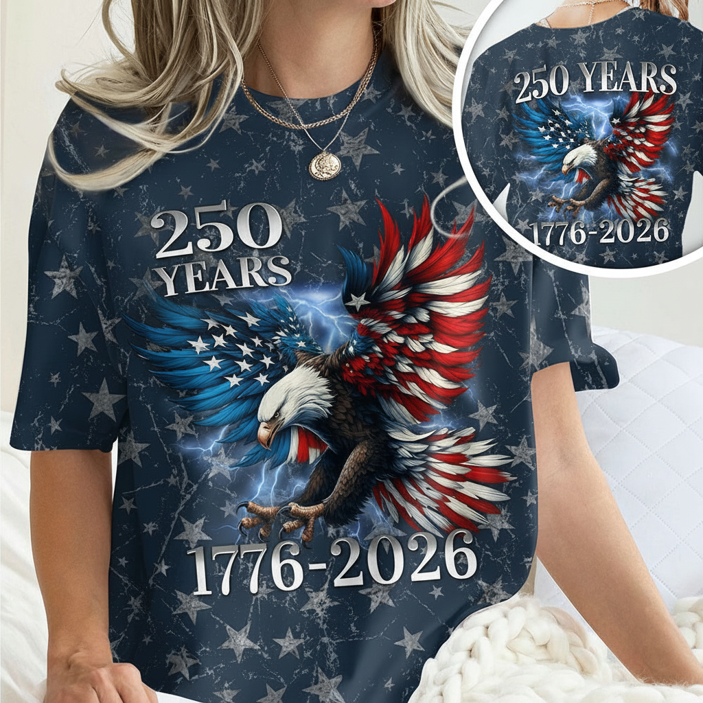 Custom 250th Anniversary Eagle Patriotic T-Shirt — Patriotic Gift ZFS5J