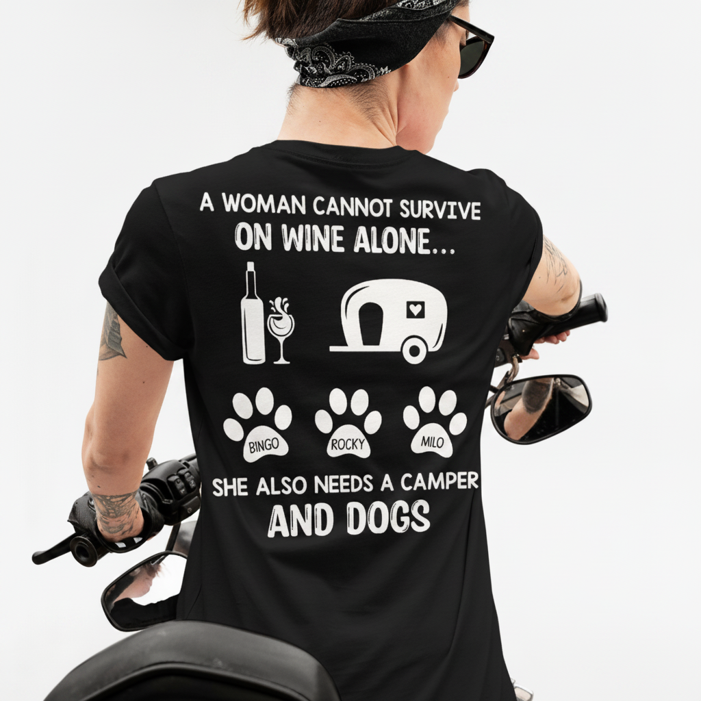 Custom Cannot Survive Wine Alone T-Shirt — Gift for Dog Lovers XCE3Z