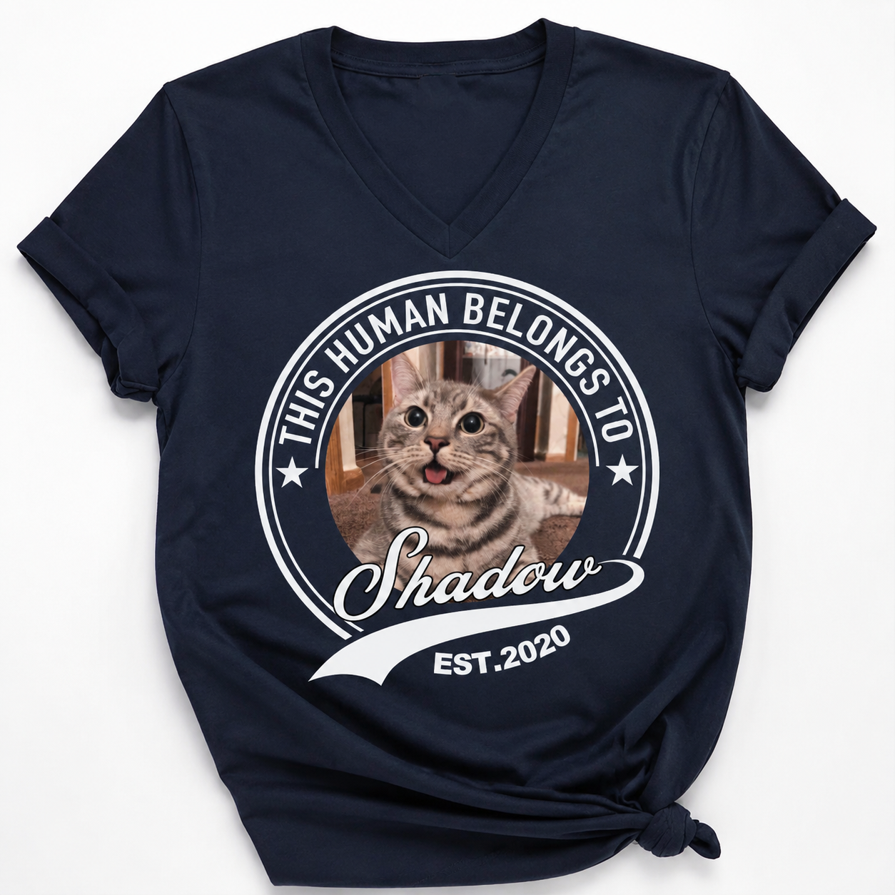 Custom Human Belongs Dog Cat T-Shirt — Gift for Cat Lovers XFZ37