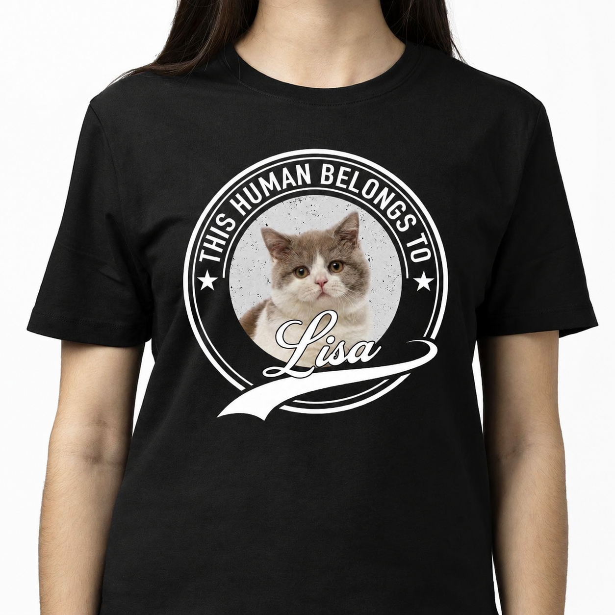 Custom Cat Human Belongs T-Shirt — Gift for Cat Lovers 2MTRF