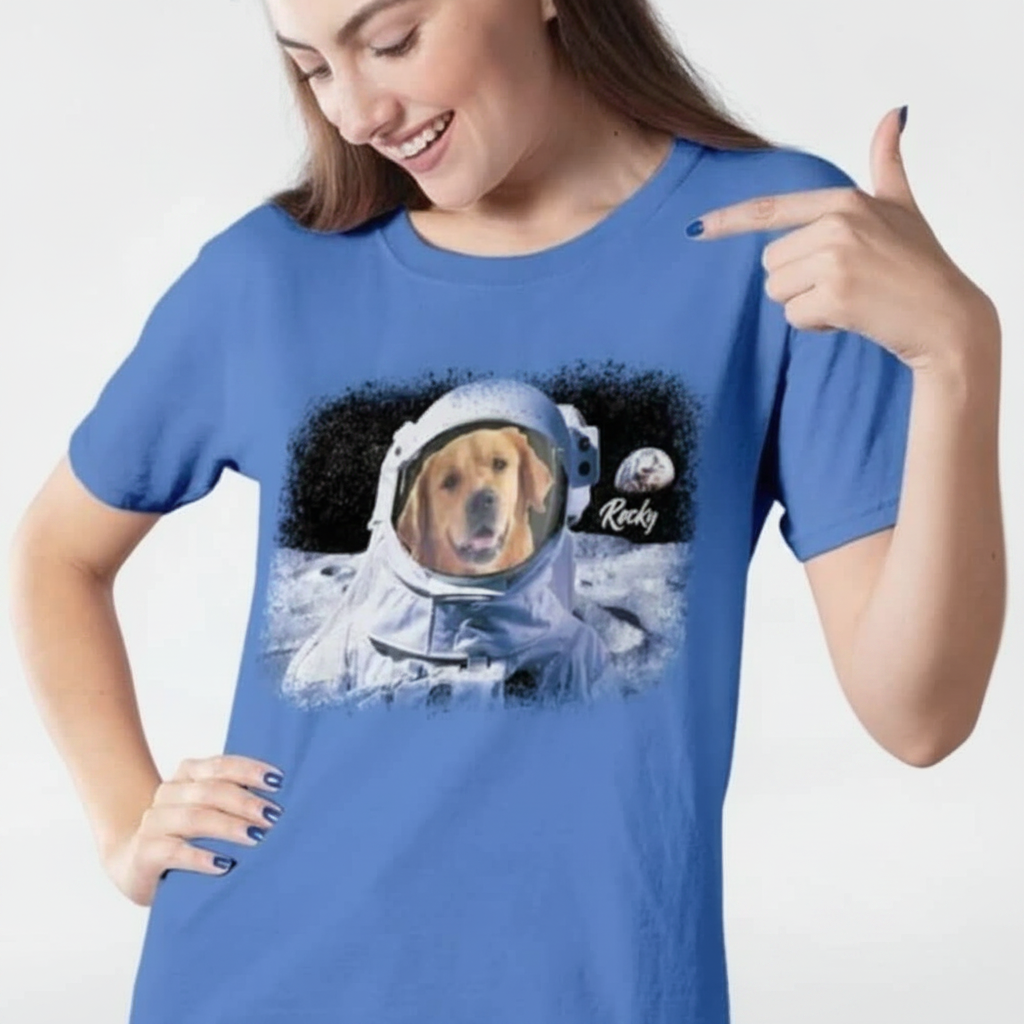 Custom Dog Astronut Image T-Shirt — Gift for Dog Lovers QPEVN