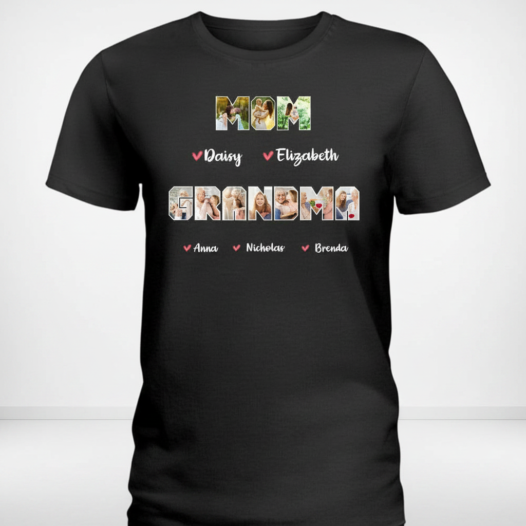 Custom Mom Grandma Dark T-Shirt — Gift for Mom QK3V8