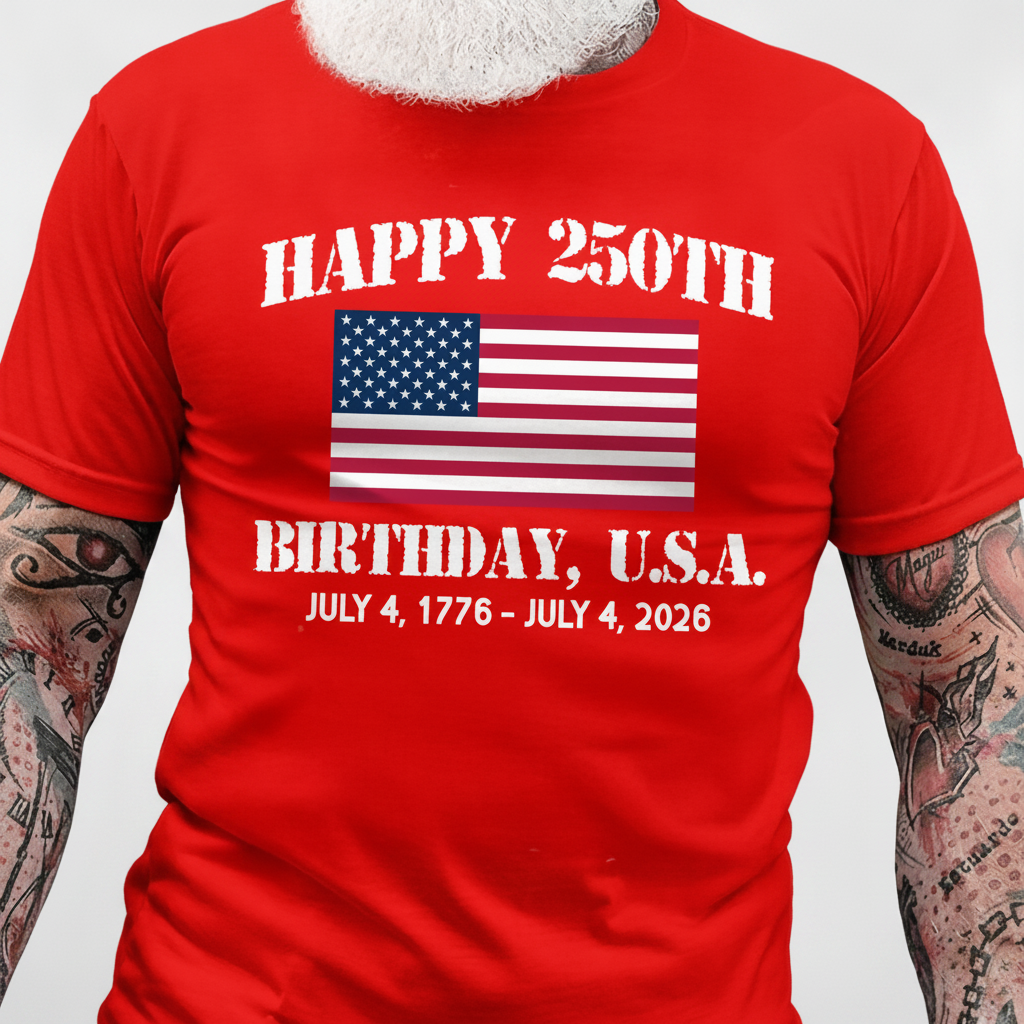 Custom Happy 250th Birthday America T-Shirt — Patriotic Gift NNPMC