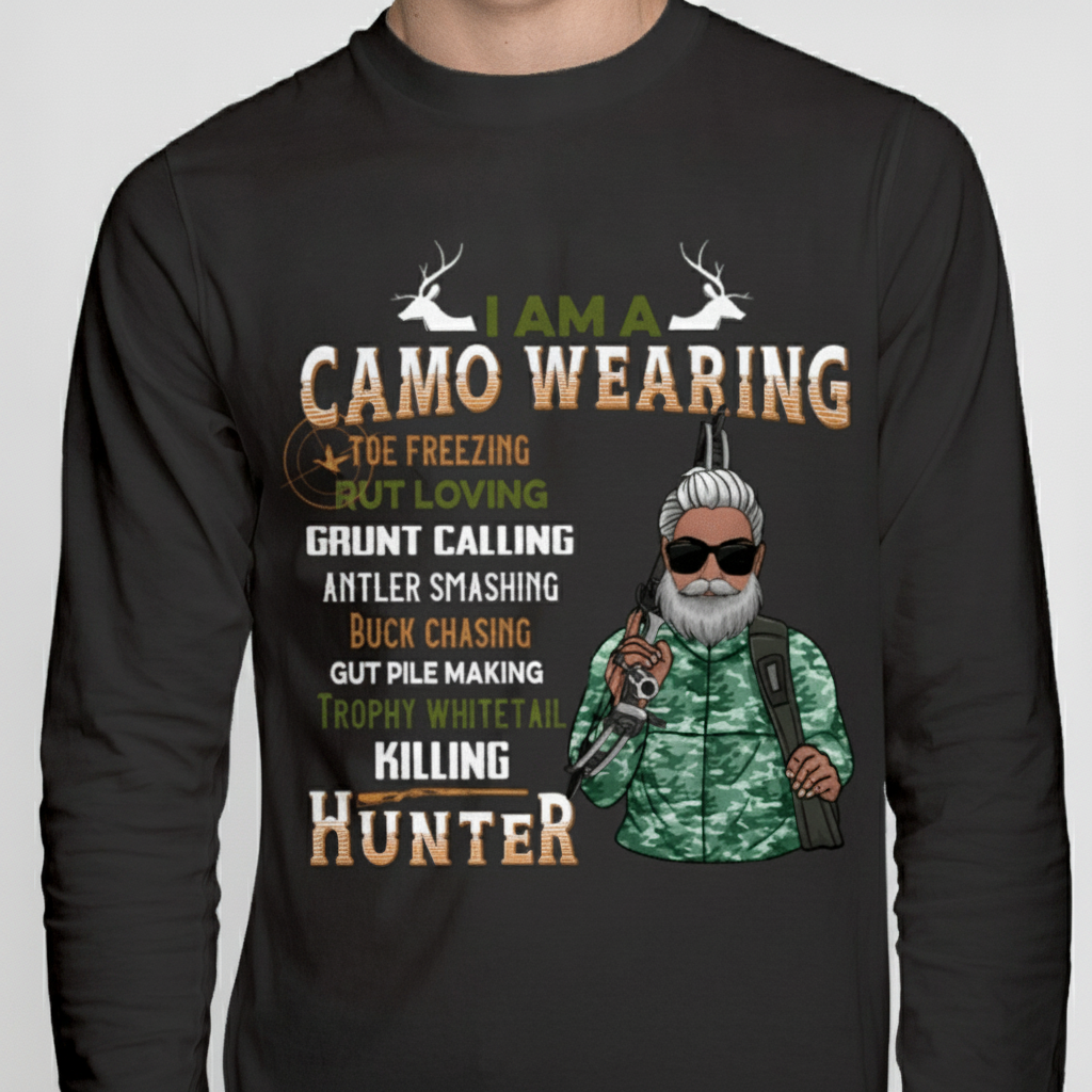 Custom Am Camo Wearing Hunting T-Shirt — Custom Gift DQUP6