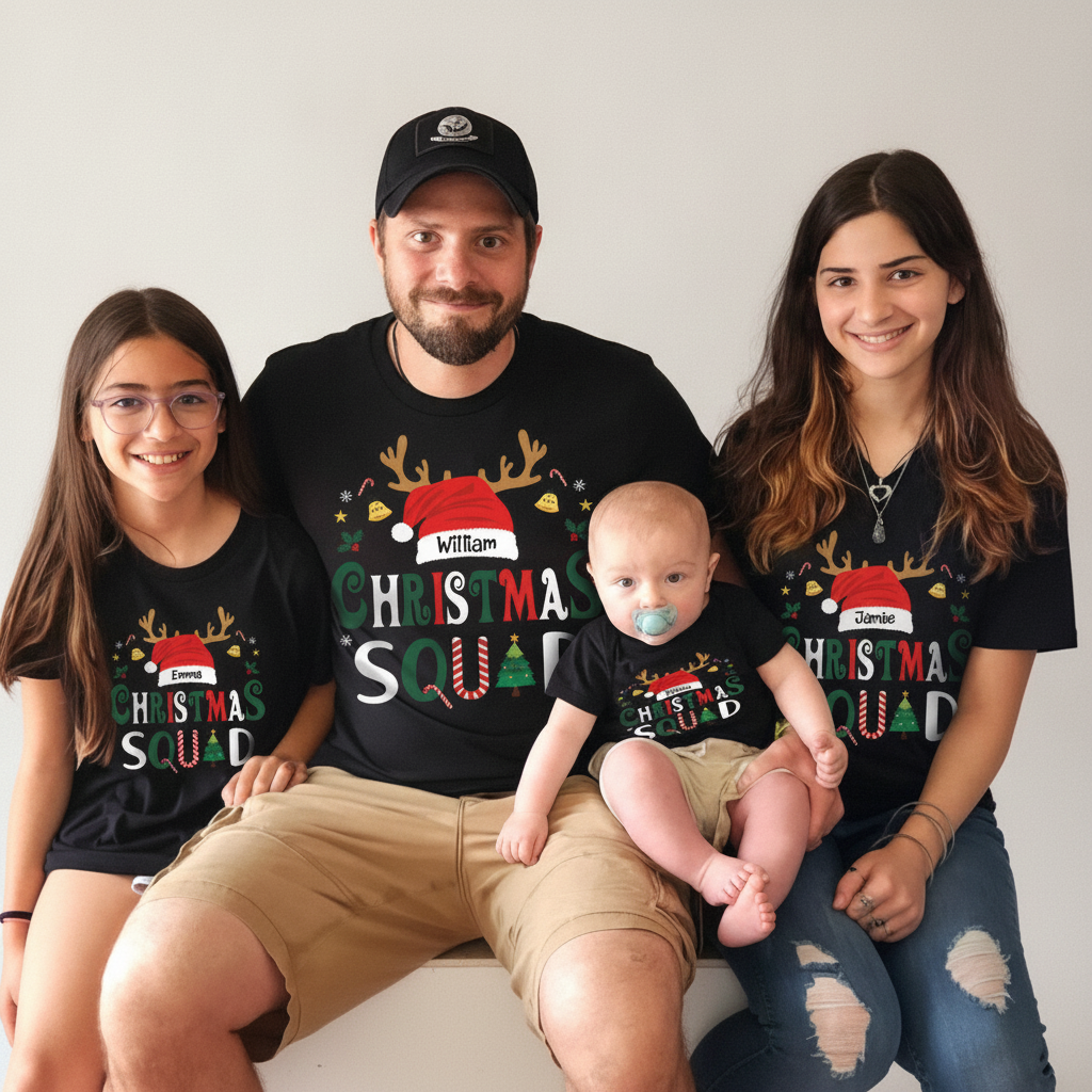 Custom Hpt Christmas Squad Family T-Shirt — Family Gift 6QMB2