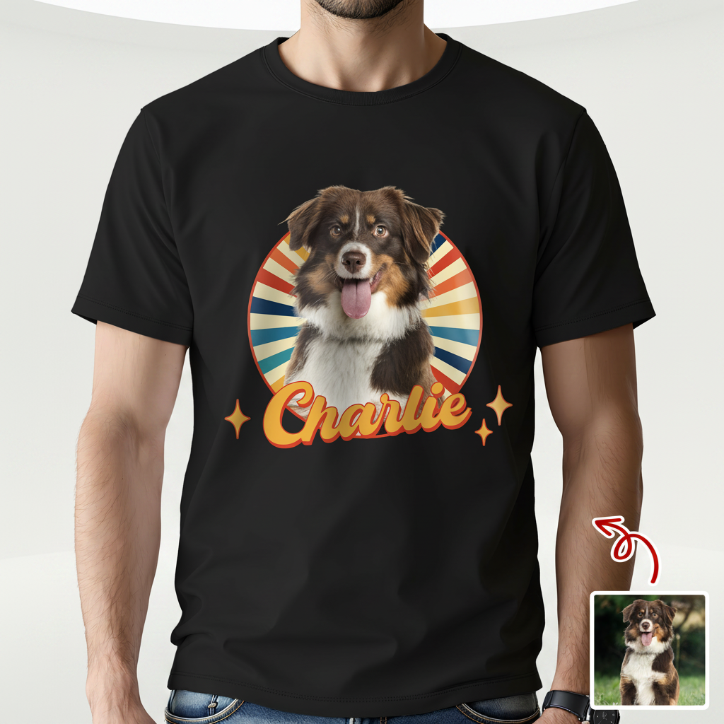 Custom Cute Dog Retro Dark T-Shirt — Gift for Dog Lovers SZKF7