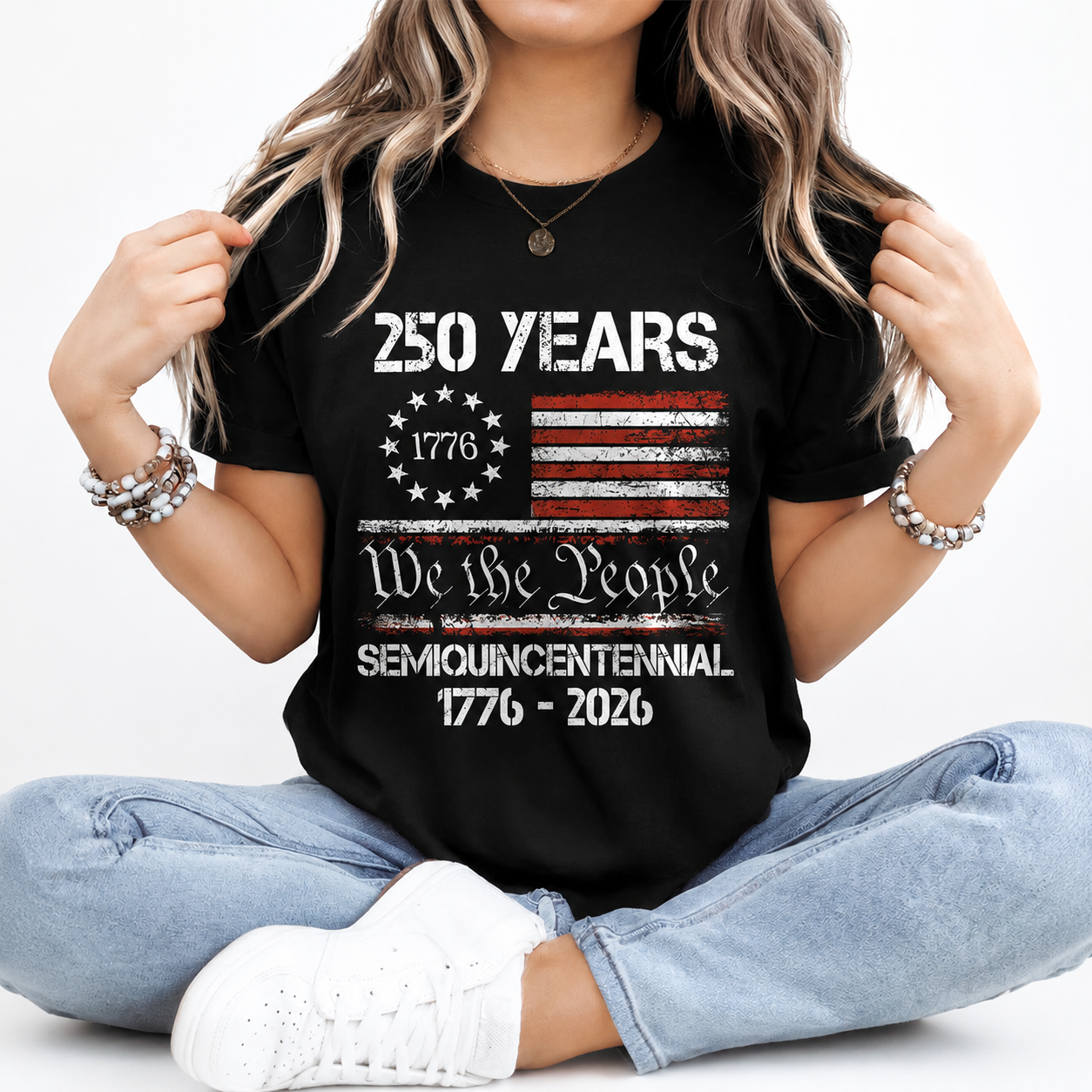 Custom America 250th Anniversary United T-Shirt — Patriotic Gift S4QN7