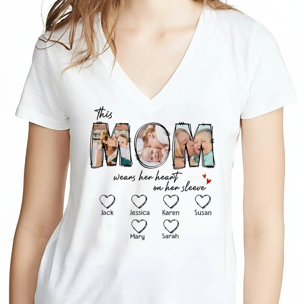 Custom This Mama Wears Heart T-Shirt — Custom Gift F5EQX
