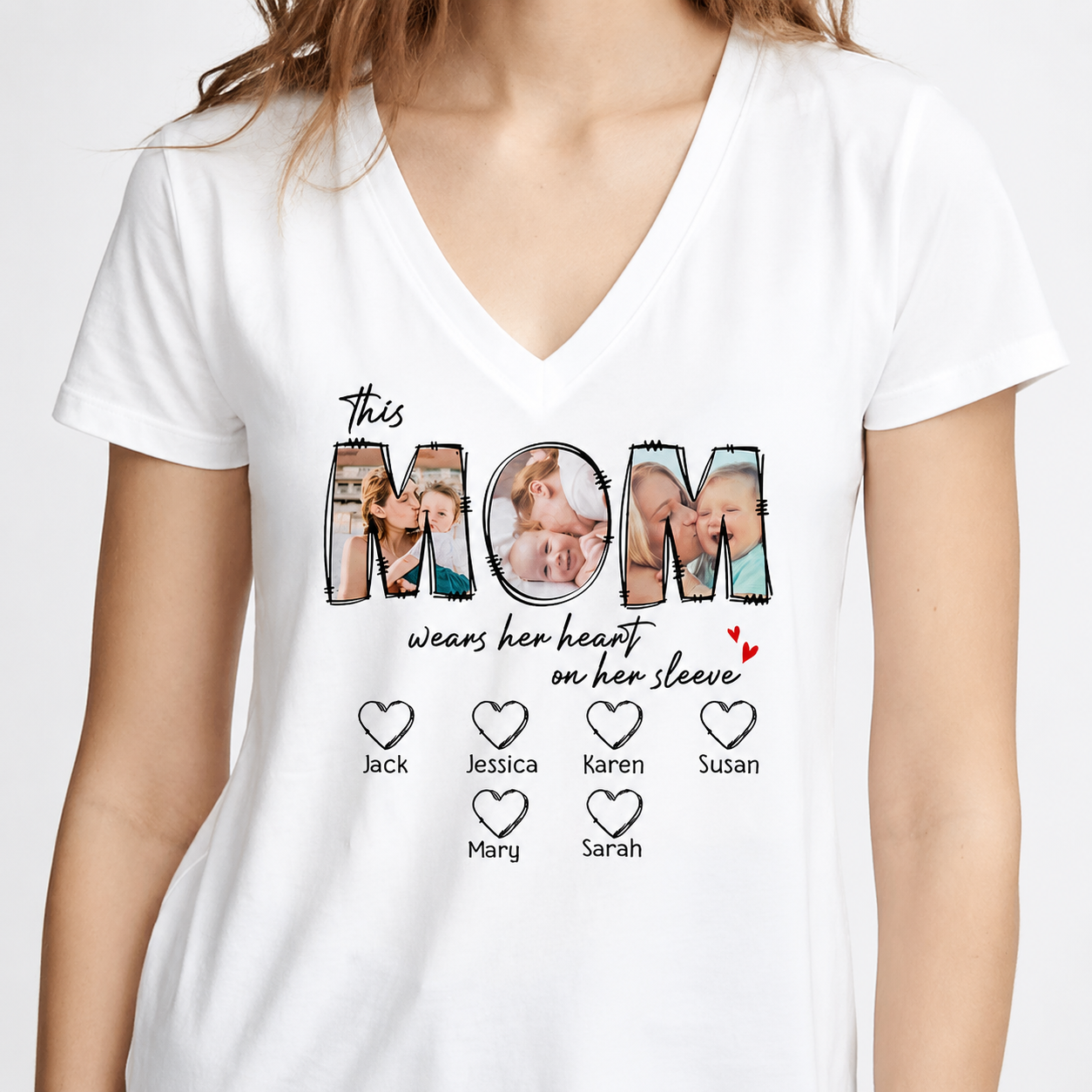Custom This Mama Wears Heart T-Shirt — Custom Gift P6DYT