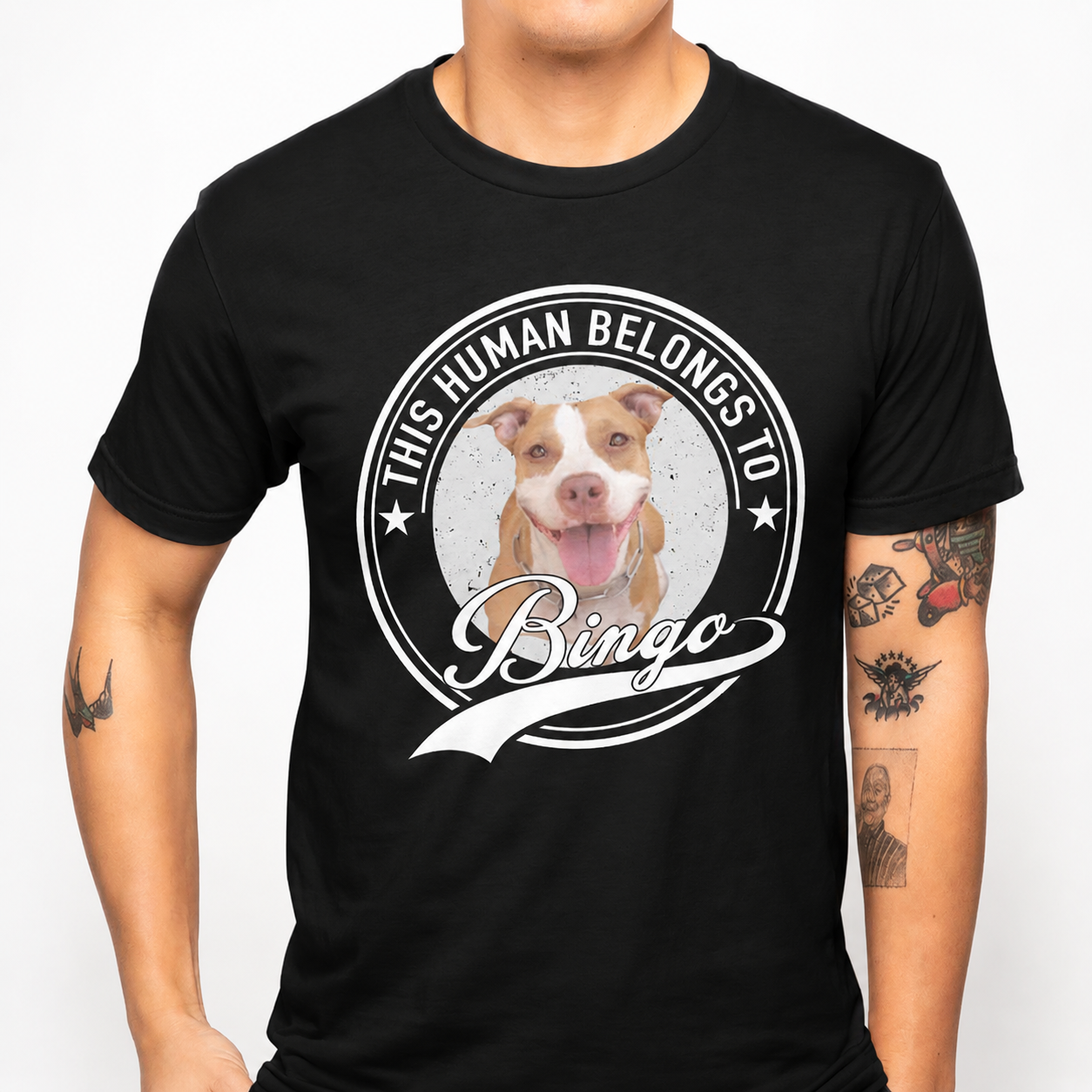 Custom Human Belongs Dog Cat T-Shirt — Gift for Cat Lovers 8V84U