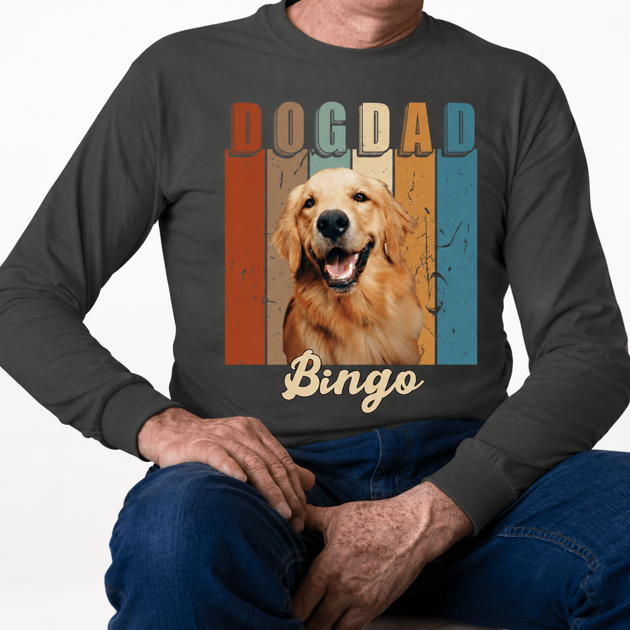 Custom Na96 Dogdad Vintagephoto T-Shirt — Gift for Dog Dad B2KT9