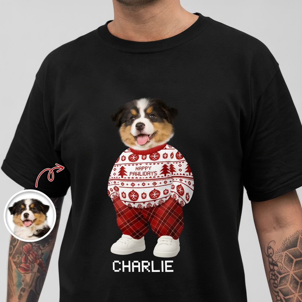 Custom Mha Dog Cat Xmas T-Shirt — Christmas Gift C9YXU