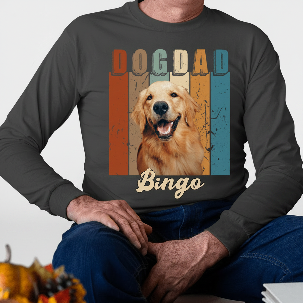Custom Na96 Dogdad Vintagephoto T-Shirt — Gift for Dog Dad 8GNDH