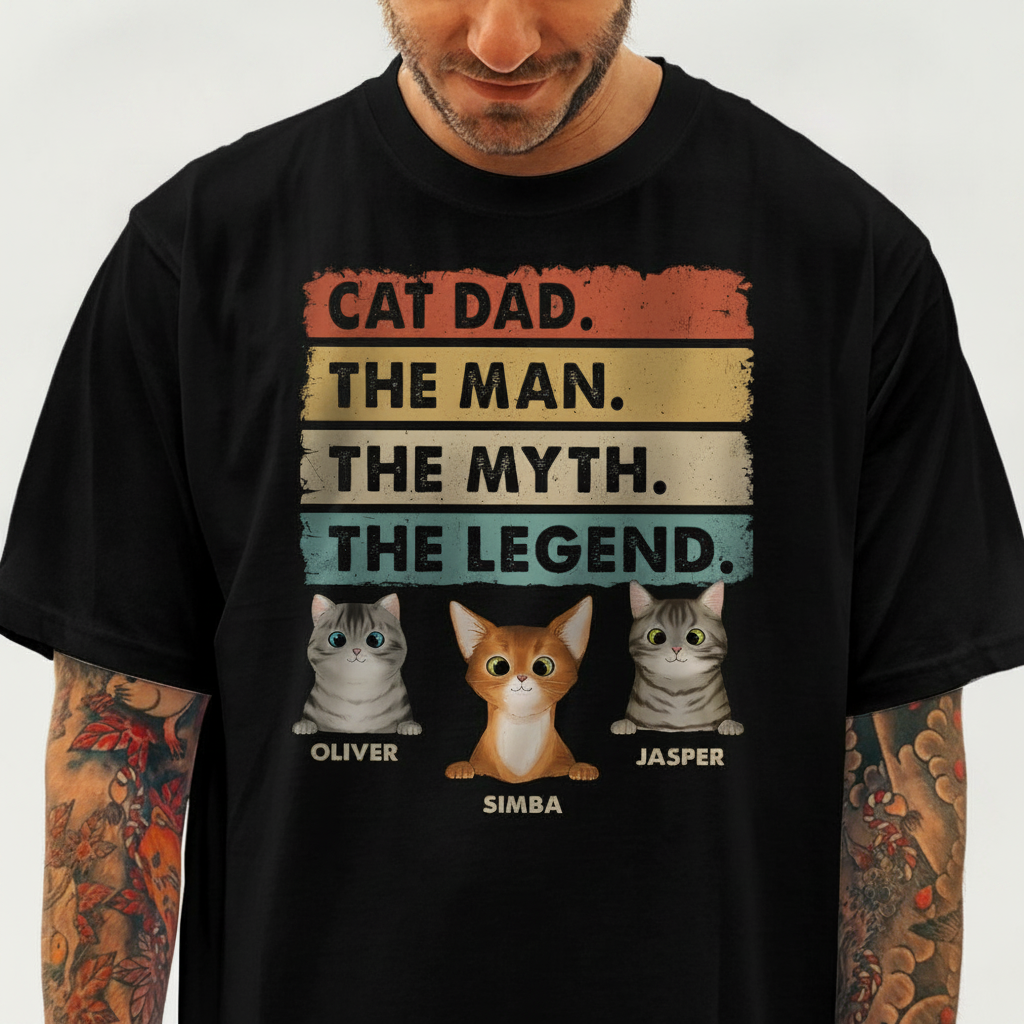 Custom Cat Dad Myth Legend T-Shirt — Gift for Dad ZPZ4G