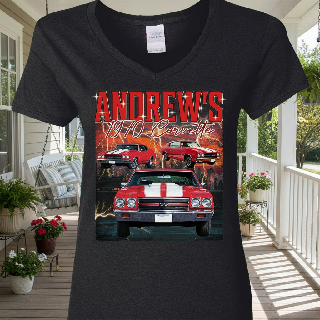 Custom Classic Car Portrait Retro T-Shirt — Custom Gift QFKNR