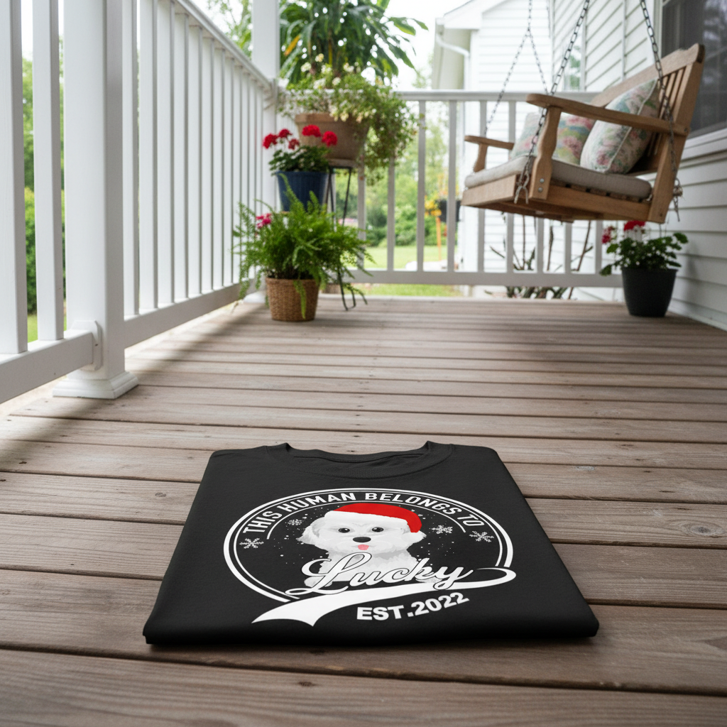 Custom Human Belongs Christmas Dog T-Shirt — Christmas Gift 882ZG