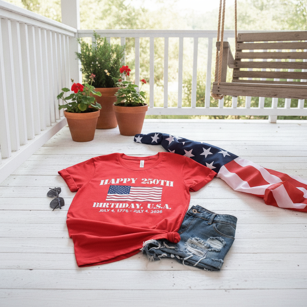Custom Happy 250th Birthday America T-Shirt — Patriotic Gift NNPMC