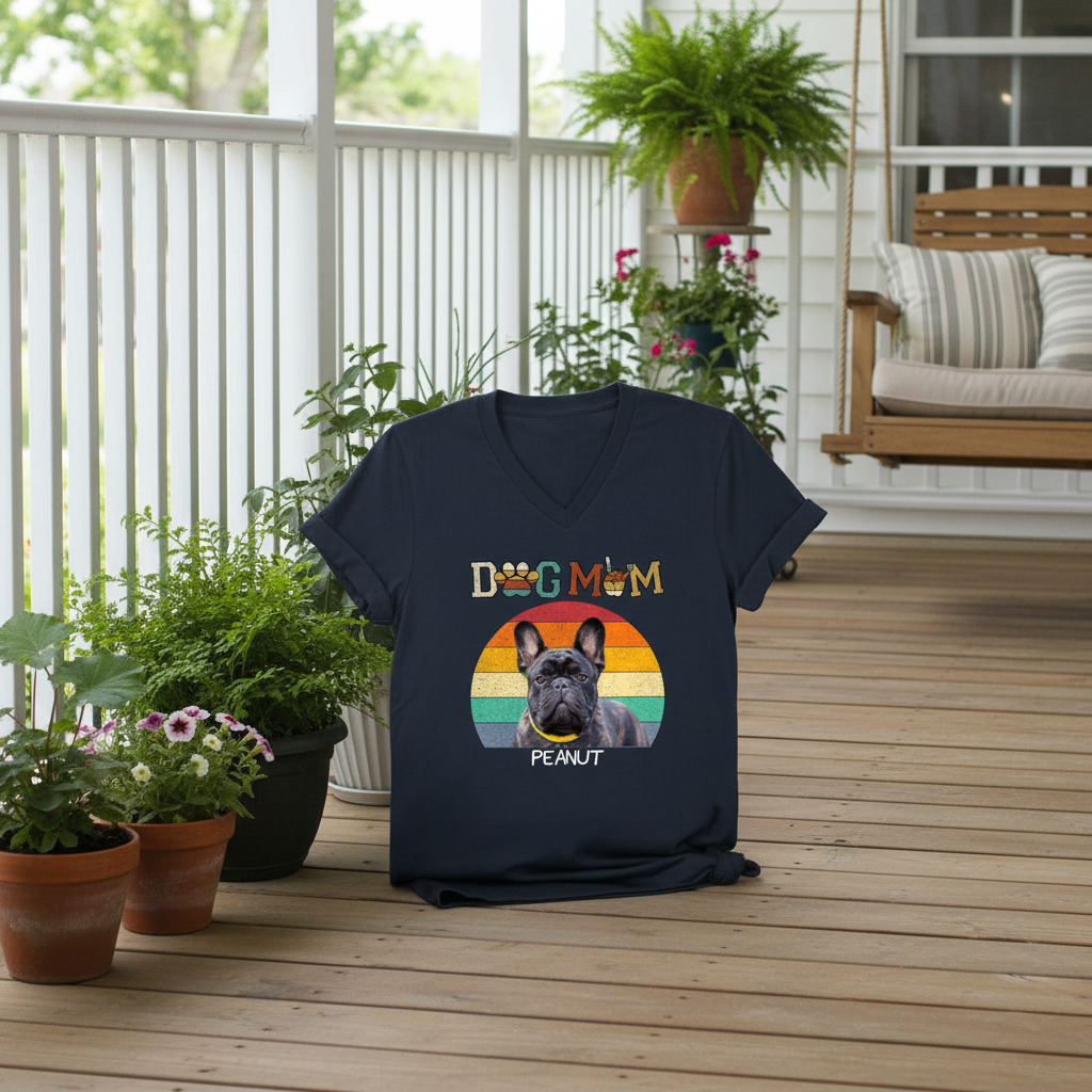 Custom Dog Mom Vitage Retro T-Shirt — Gift for Mom 7SVCB