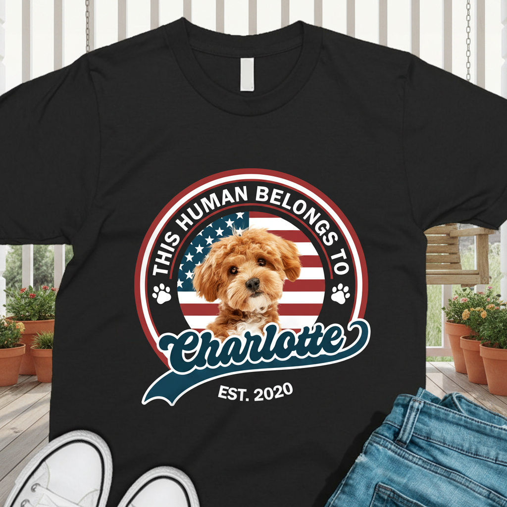 Custom Vth This Human Belongs T-Shirt — Gift for Cat Lovers YVWX6