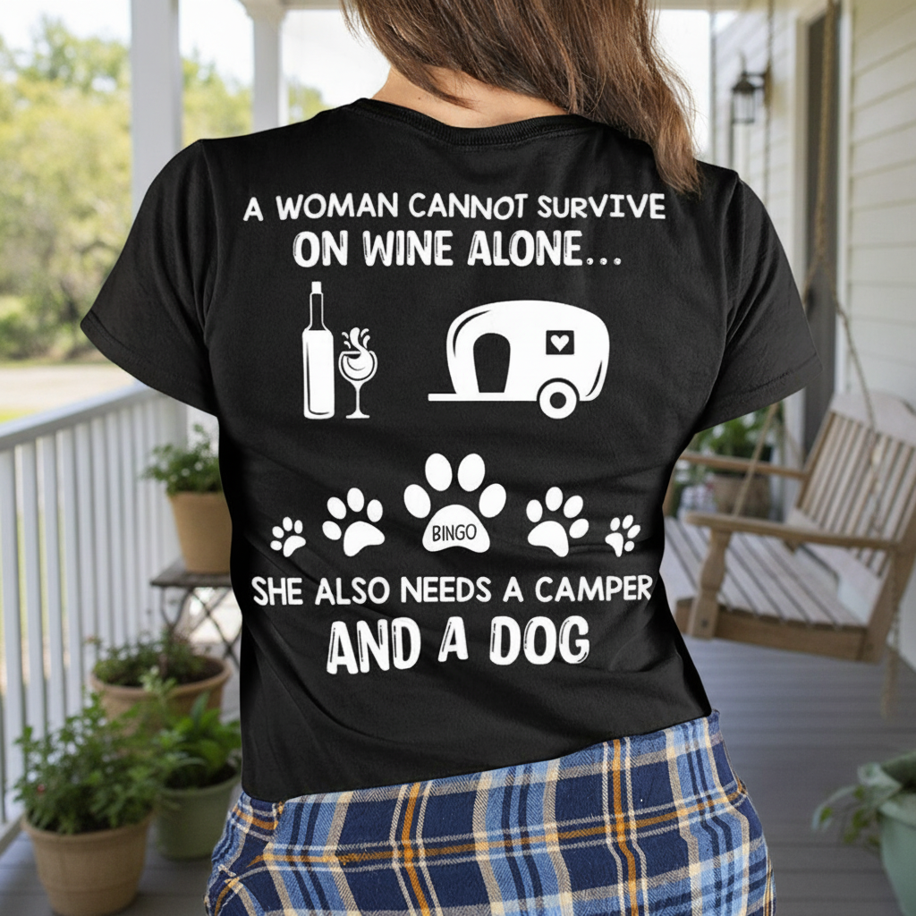 Custom Cannot Survive Wine Alone T-Shirt — Gift for Dog Lovers XCE3Z