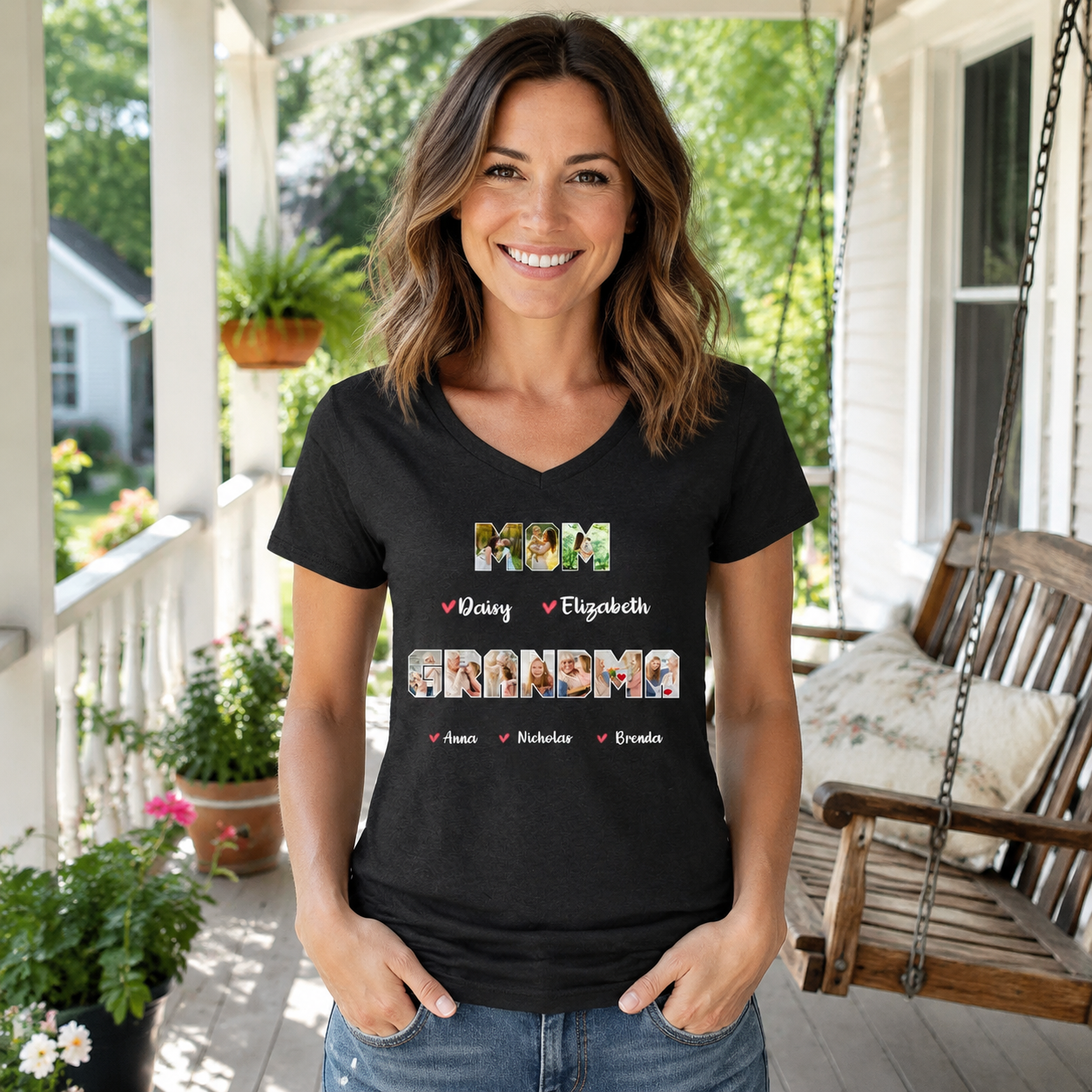 Custom Mom Grandma Dark T-Shirt — Gift for Mom NNNQ2