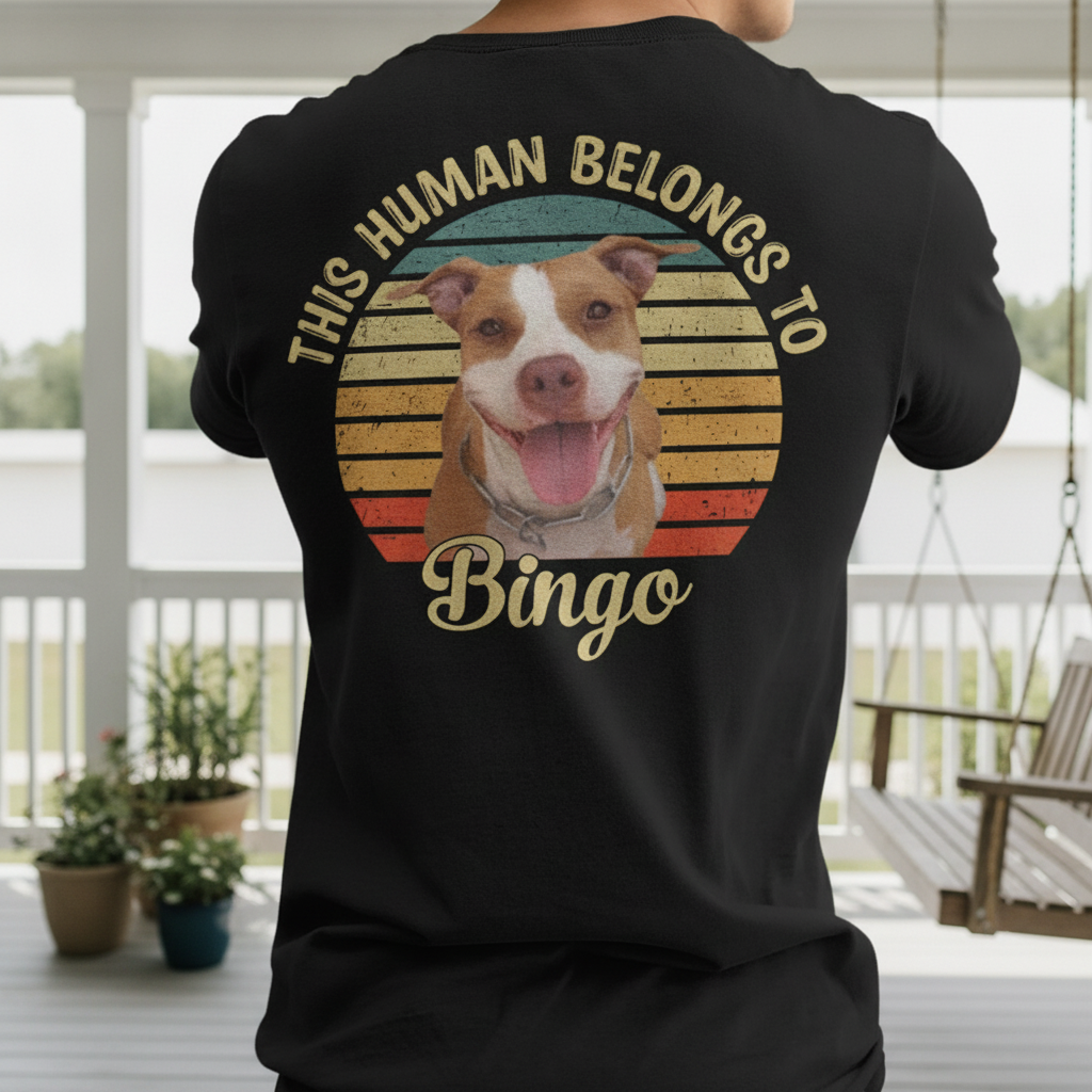 Custom Human Belongs Dog Cat T-Shirt — Gift for Cat Lovers CWSVY