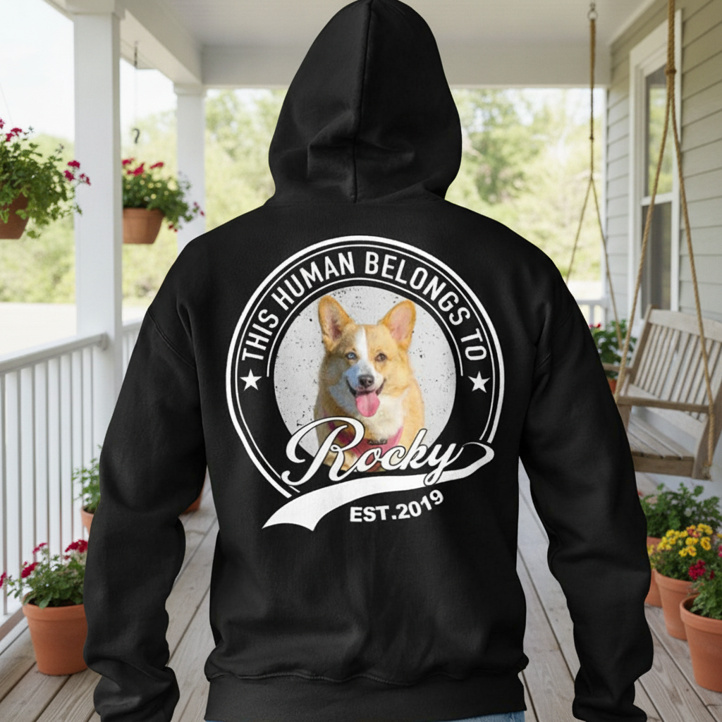 Custom Human Belongs Dog Cat T-Shirt — Gift for Cat Lovers ACAKZ