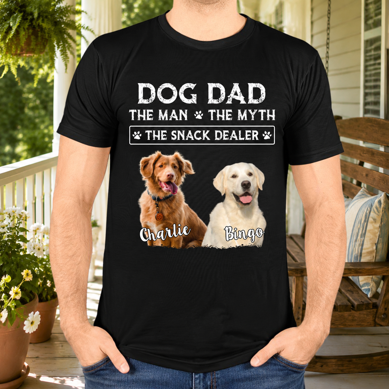 Custom Dog Dad Myth Snack T-Shirt — Gift for Dad D656R