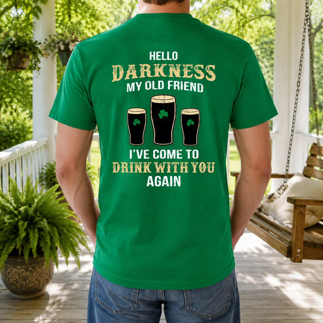 Custom Irish Darkness Front Shamrock T-Shirt — Custom Gift 8WMV8