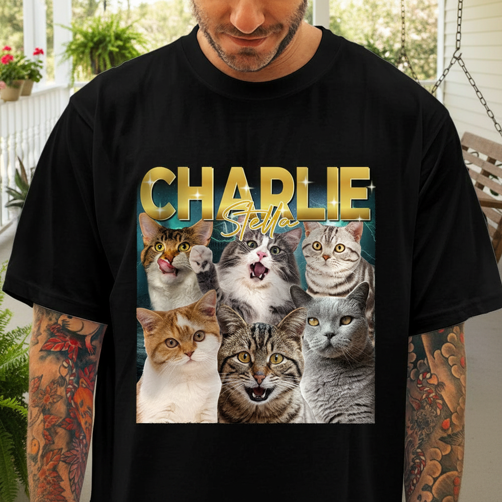 Custom Cat Gradient Name T-Shirt — Gift for Cat Lovers ZKCSU