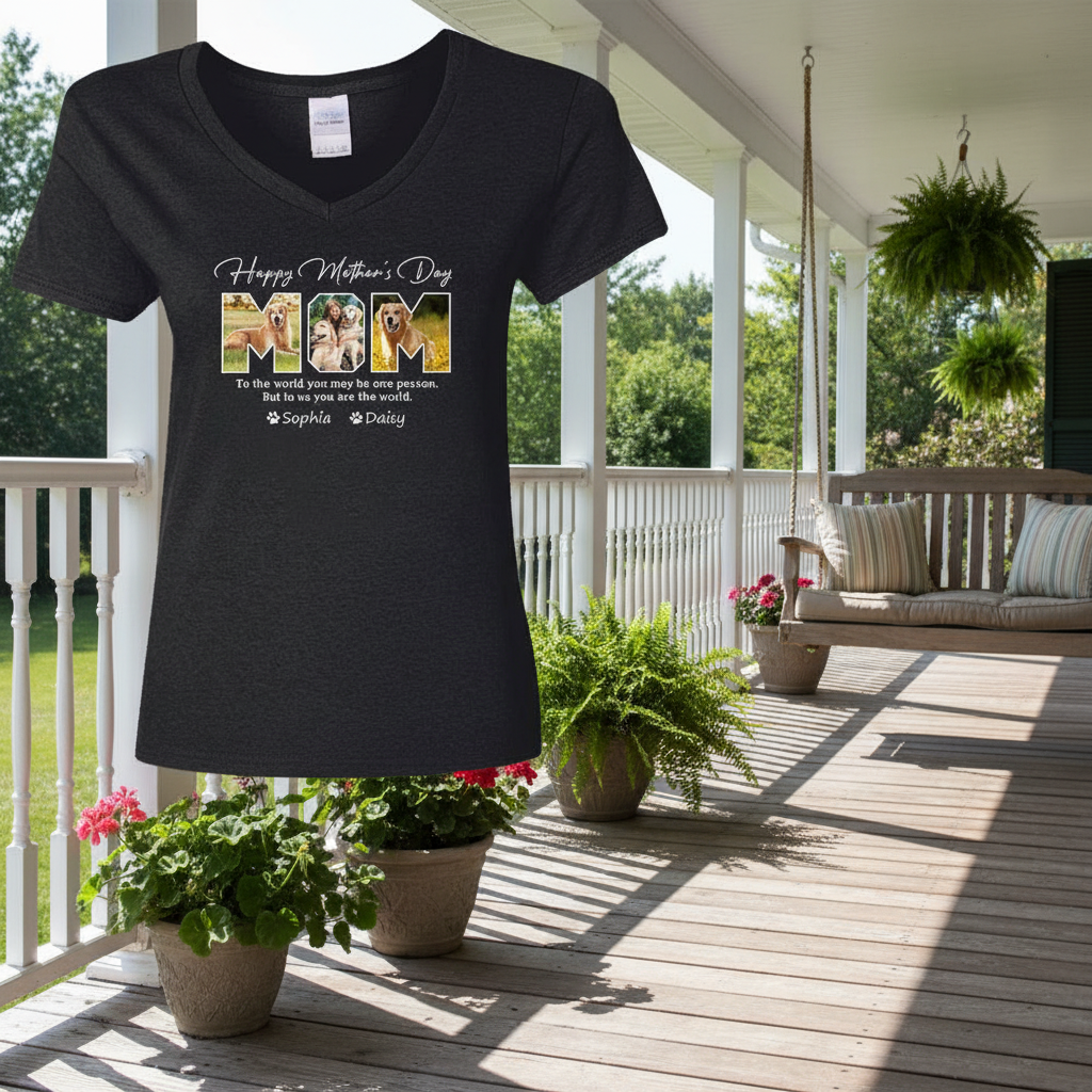 Custom Happy Mothers Day Dog T-Shirt — Gift for Mom ZRRGN