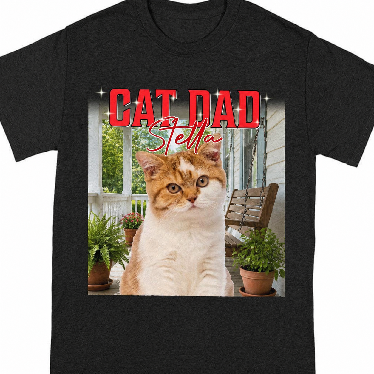 Custom Cat Portrait Retro T-Shirt — Gift for Cat Lovers W9T5W